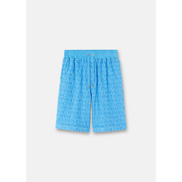 Men Versace Allover Towel Shorts - Blue