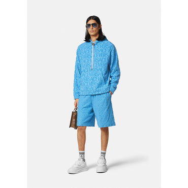 Men Versace Allover Towel Shorts - Blue
