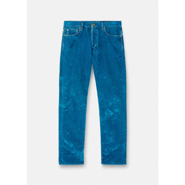 Men Regular-Fit Velvet Jeans - Blue