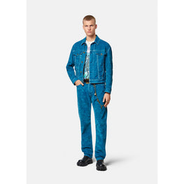 Men Regular-Fit Velvet Jeans - Blue