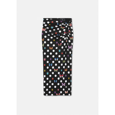 Women Butterflies Knotted Midi Skirt - Black