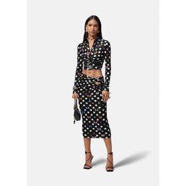 Women Butterflies Knotted Midi Skirt - Black