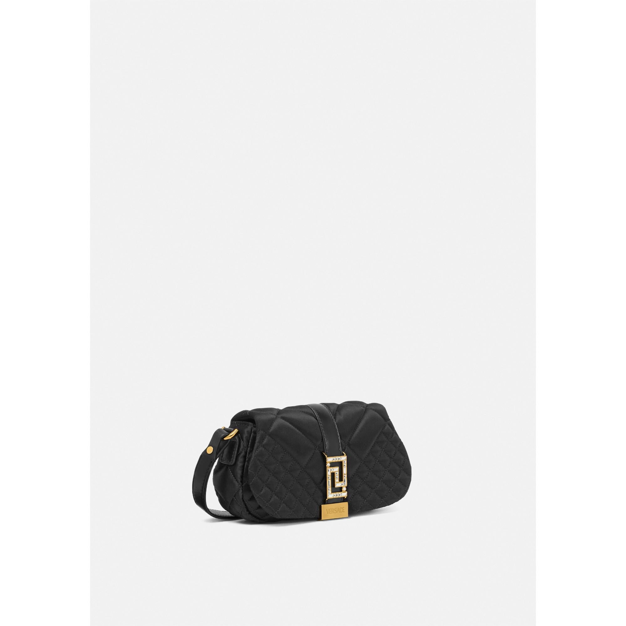 Women Greca Goddess Satin Mini Bag - Black