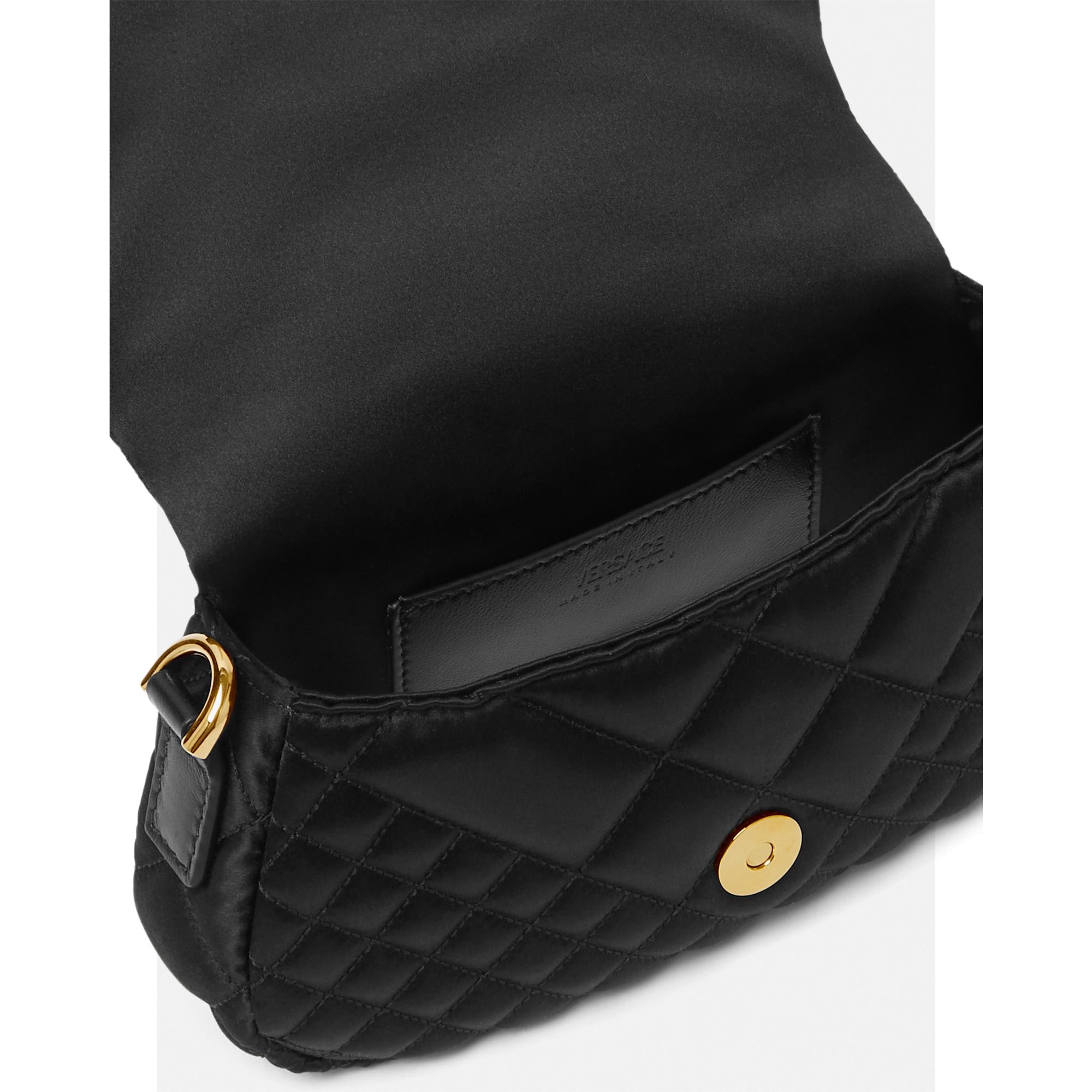 Women Greca Goddess Satin Mini Bag - Black