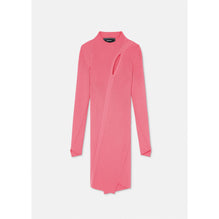 Women Slashed Turtleneck Mini Dress - Pink