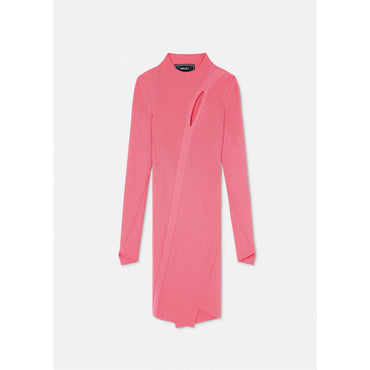 Women Slashed Turtleneck Mini Dress - Pink