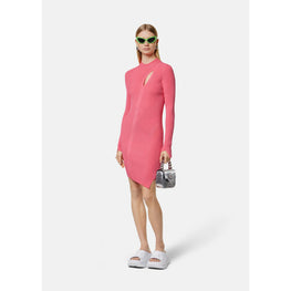 Women Slashed Turtleneck Mini Dress - Pink