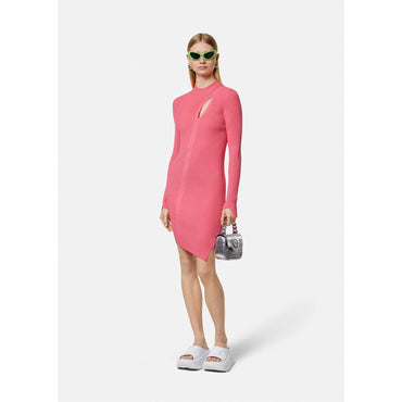 Women Slashed Turtleneck Mini Dress - Pink