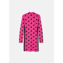 Women Polka Dot Turtleneck Knit Midi Dress - Pink