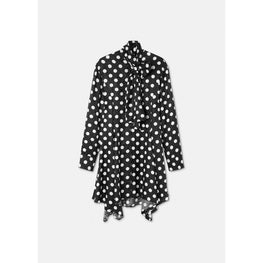 Women Polka Dot Shirt Dress - Black