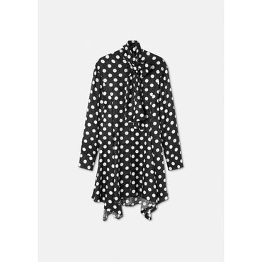 Women Polka Dot Shirt Dress - Black