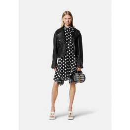 Women Polka Dot Shirt Dress - Black