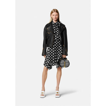 Women Polka Dot Shirt Dress - Black