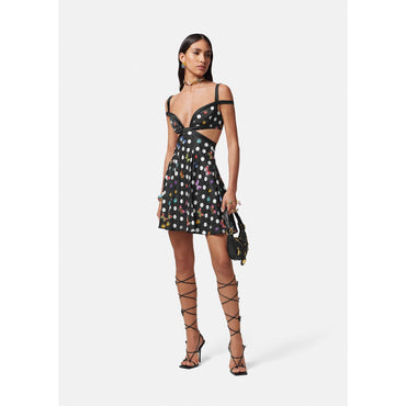 Women Butterflies Cutout Mini Dress - Black