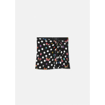 Women Butterflies Knotted Mini Skirt - Black