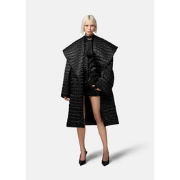 Women Croc-Effect Devoré Lavallière Shirt - Black