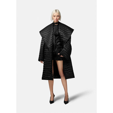 Women Croc-Effect Devoré Lavallière Shirt - Black