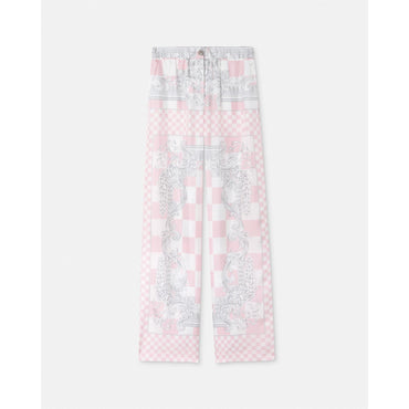 Women Medusa Contrasto Silk Trousers - Pink