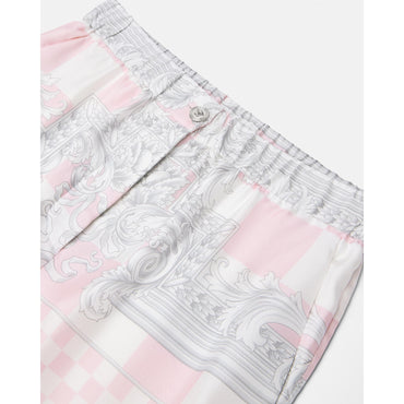Women Medusa Contrasto Silk Trousers - Pink