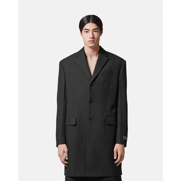 Men Tailored Single-Breasted Coat - Black