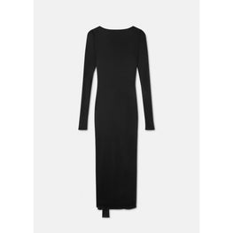 Women Knotted Backless Long Dress - Black