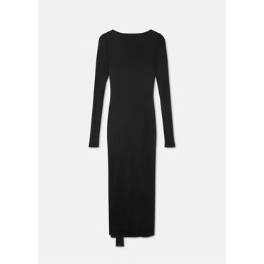Women Knotted Backless Long Dress - Black