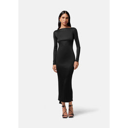 Women Knotted Backless Long Dress - Black