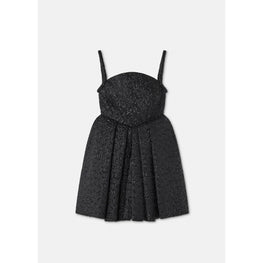 Women Lurex Cloquet Box Pleat Mini Dess - Black