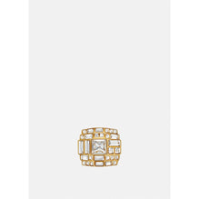 Women Crystal Rose Window Ring - Gold