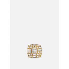 Women Crystal Rose Window Ring - Gold
