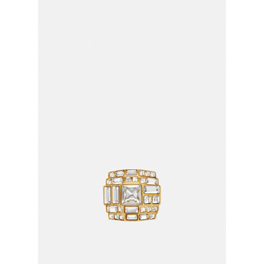 Women Crystal Rose Window Ring - Gold