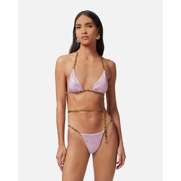 Women Crystal Greca Bikini Bottoms - Pink