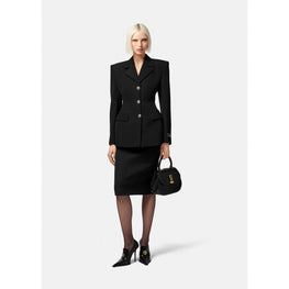 Women Grain de Poudre Pencil Midi Skirt - Black