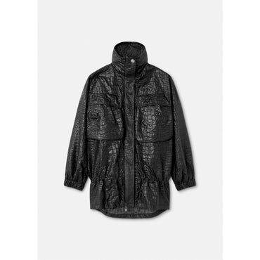 Women Croc-Lacquered Cloquet Jacket - Black