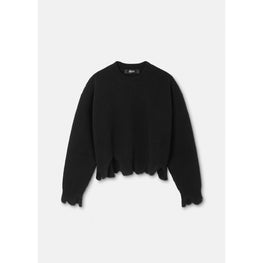 Women Distressed Knit Jumper - Black