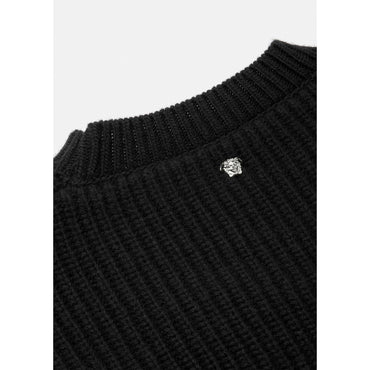 Women Distressed Knit Jumper - Black