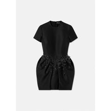 Women Crystal Folded Mini Dress - Black