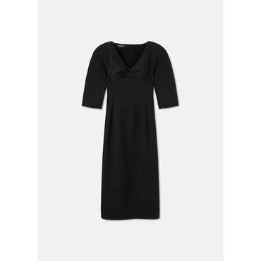 Women Folded Midi Dress - Black