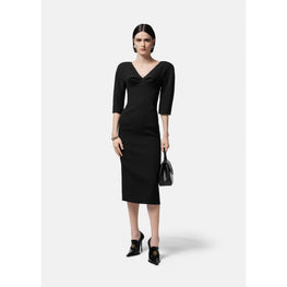 Women Folded Midi Dress - Black