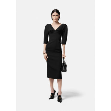 Women Folded Midi Dress - Black