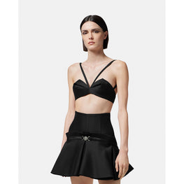 Women Folded Bustier Top - Black