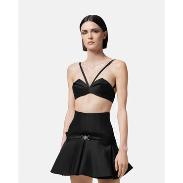 Women Folded Bustier Top - Black