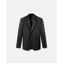 Men Crystal Croc-Effect Jacquard Blazer - Black