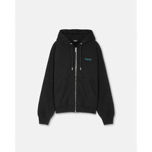 Men Embroidered City Lights Zip Hoodie - Black