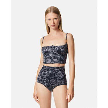 Women Barocco Medusa '95 Bralette Top - Black