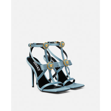 Women Gianni Ribbon Satin Cage Sandals 110 mm - Blue