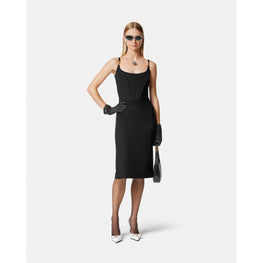 Women Corset Midi Dress - Black