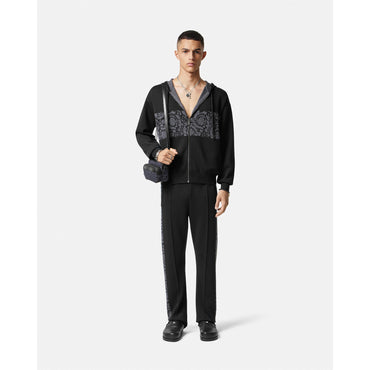 Men Barocco Jacquard Knit Trousers - Black