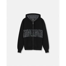 Men Barocco Jacquard Knit Zip Hoodie - Black