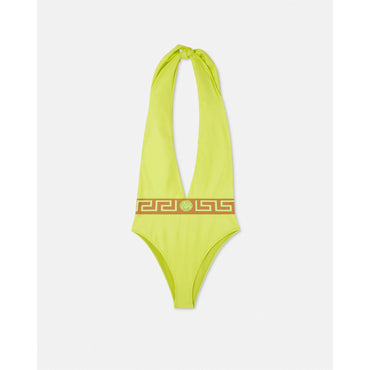 Women Greca Border One-Piece Swimsuit - Yellow